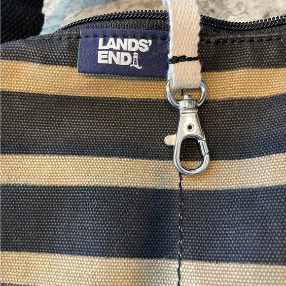 Lands' End Black and Brown Striped Tote Bag - Picture 2 of 6